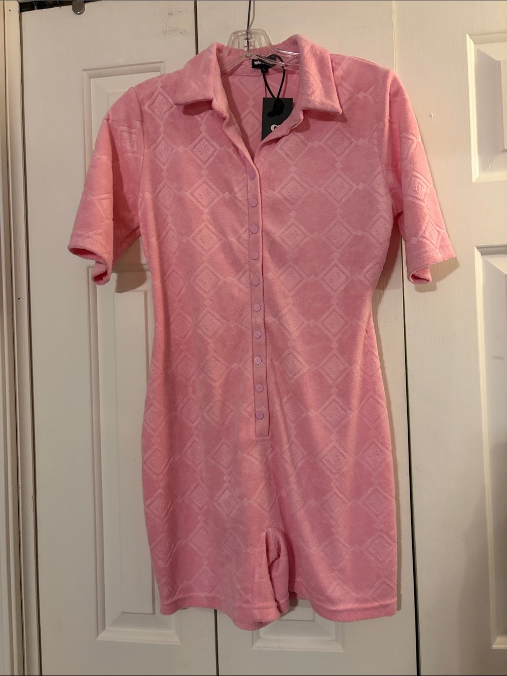 Waydamin Pink Terry Short-Sleeve Romper
